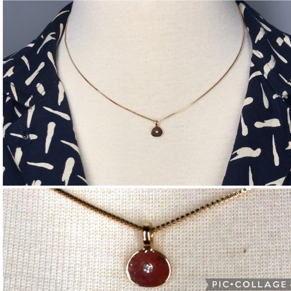 Dainty Rhinestone Gold Pendant on Box Chain
